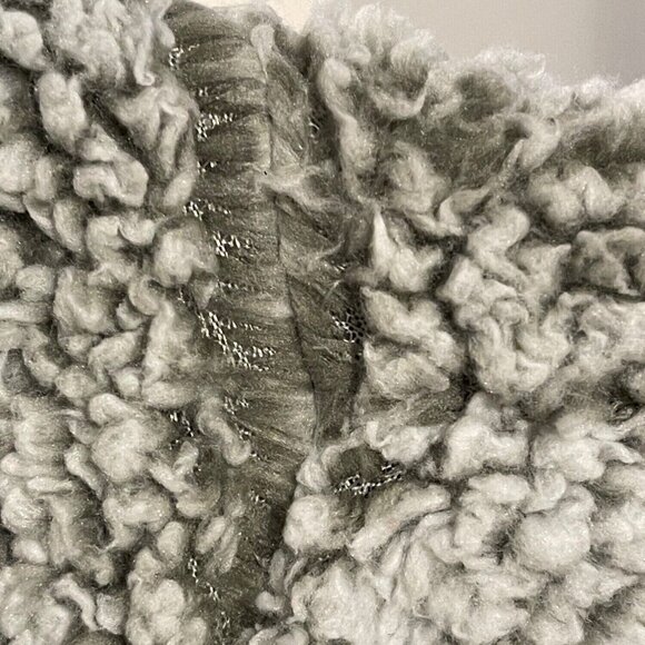 USA Palm Men Large Reversible Sherpa 1/4 Zip Pullover Jacket Gray Blue Geometric - Picture 5 of 16